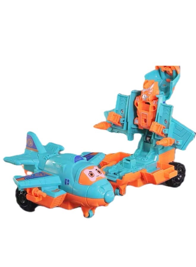 اي اي اي لعبة طائرة، 4 قطع، طائرة متحولة بالقصور الذاتي، سيارة لعبة للأطفال للتصادم والتحول إلى روبوت، طائرة متينة ودوارة للأولاد - Image 3